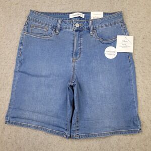 Croft Barrow Bermuda Shorts Womens 10 Stretch Blue Med‎ Wash 9" Inseam NEW